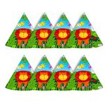 Wanna Party Jungle Theme Party Hats, Colourful Party Hats, Perfect Prop for Jungle Animal party, Birthday Celebration, Party Decoration Items for Boys/Girls Birthday, Pack of 8 pieces