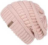 FURTALK Womens Winter Slouchy Beanie Hat Knit Warm Winter Hats for Women Soft Stretch Ski Cap Ladies Beanies Light Pink