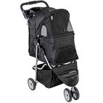 VIVO Black 3 Wheel Pet Stroller for Cat, Dog and More, Foldable Carrier Strolling Cart (STROLR-V003K)