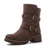 GLOBALWIN Women's Fur Booties Fashion Combat Ankle Boots For Women, 21yy07brown, 4.5 UK