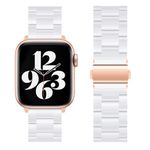 BesBand Band Compatible with Apple Watch Bands 38mm 40mm 41mm, Resin iWatch Bracelet for Series 9 8 7 6 5 4 3 2 1 SE Ultra Ultra2, Lightweight Strap Elegant Dressy Straps for Women Men, White