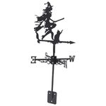 CLISPEED Witch Metal Weathervane Stainless Steel Weather Vane for Garden Fence Shed Retro Witch Wind Direction Indicator for Roof Shack Yard Halloween Decoration