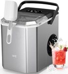 WIE Stainless Steel Ice Maker, Self-Cleaning Ice Maker Machine, 12kg/24H, 2 Sizes 9 Ice Cube Ready in 6 Mins Ice Machine with Handle, Scoop & Basket, 1.5L Ice Cube Maker for Home/Kitchen/Office/Bar