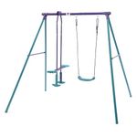 Plum Helio Single Swing and Glider Set for Children, Steel, Powder Coated, Soft Ropes, Injection Moulded Seats