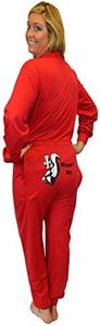 BIG FEET PAJAMA CO. Red Union Suit Men & Women Onesie Pajamas with Funny Butt Flap Wasn't Me Skunk XL