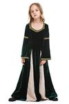 Renaissance Costume Kids Medieval Dress Robe Girls Gown Princess Green Dresses Outfits For Halloween (Green, X-Large)