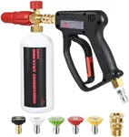 YAMATIC Pressure Washer Gun with Foam Cannon for Car Wash, 5000PSI Power Washer Short Gun with 3/8"Swivel Quick Connect&M22 Adapter Replacement for Craftsman,Ryobi,Greenworks,Simpson,Troy Bilt,Active