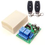 DieseRC 433Mhz RF Wireless Remote Control Switch AC 220V 230V 240V 10A 2CH Relay Receiver with 2 Transmitters for Garage Door Electric Curtain Motor Light DIY Radio Control Switch