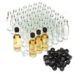 Better Bottles Mini Liquor Bottles with Lids and Funnel, 50 Pack, Small Reusable Glass Tasters for Spirit Samples, Essential Oils, or Party Favours, Empty and Refillable, Black Screw-On Top