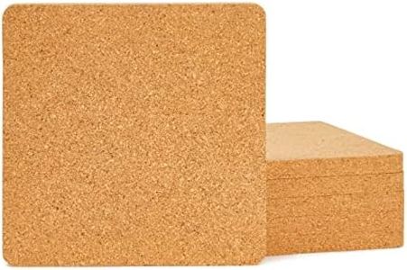 6 Pack Cork Trivets for Hot Pots and Pans - Square Cork Hot Pads for Kitchen Counter, Dining Table (7x7x0.5 in)