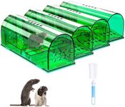 4Pcs Humane Mouse Trap Cage, Easy Set Durable Traps, Safe for Children, Pets and Humans (4, Green-01)