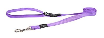 Rogz Utility Large 3/4" Fanbelt Fixed 6' Long Reflective Dog Leash, Purple