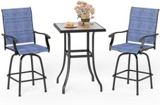 MFSTUDIO 3 Piece Outdoor High Top Bar Set, Bar Height Table and Chairs for Patio, Waterproof Bar Height Bistro Set for 2,Blue