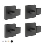 COUOBO Wall Hooks Towel Hooks Towel Holder Robe Hook Bathroom Hooks Black Heavy Duty Door Hanger Stainless Steel Matt Black 4 Pack