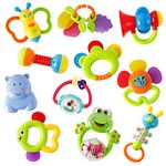 WISHTIME Rattle Teether Set Baby Toy - Sensory Baby Toy 0-12 Months Shaker Grab Rattle Baby Infant Newborn Toys Early Educational Toys for 3 6 9 12 Month Boys Girls