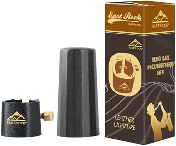 EASTROCK Alto Saxophone Ligature Kit, Leather Ligature Fastener for Saxophone Mouthpiece with Plastic Cap, Musical Instruments Accessory for Beginner and Intermediate