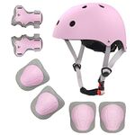 Kids Bike Helmet with Sports Protective Gear Set Knee Elbow Pads Wrist Pads for Toddler Age 2-14 Boys Girls, Bike Skateboard Skating Scooter Rollerblading Helmet Set