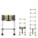 AGARO 2.0m (6.5 ft) Aluminium Telescopic Ladder, 7 Steps Foldable Ladder, EN131 Certified, Lightweight, Collapsible, Max Load up to 150 Kgs, 2 Meters, 6.5 ft