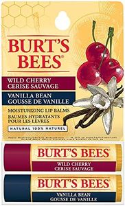 Burt's Bees Moisturizing Lip Balm for Dry Lips, 100% Natural Origin, Vanilla Bean & Wild Cherry - 2 Tubes, 2 Count, Value Pack
