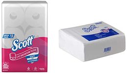 Scott 3 Ply Toilet Paper - 12 Toilet Tissue Rolls x 300 Pulls White&Scott Multi-Fold Paper Towel 1 Pack &Scott Multi-Fold Paper Towel 1 Pack (White)