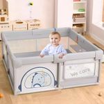 StarAndDaisy playpen for Babies, Portable Baby Activity Play Pen with Safety Lock, Play Gate Fence for Kids, Toddlers -Indoor Activity - (120 * 120 cm-Grey)
