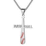 Cupimatch Men's Baseball Cross Necklace: Stainless Steel Pendant Boys' Baseball Necklace Engraved I CAN DO All Things - Baseball Gift Inspirational Gift Coach Gift Silver