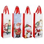 12 Pieces Christmas Wine Gift Bags Kraft Paper Wine Bottle Gift Bags with Handle Glitter Wine Bottle Bag Champagne Bags Decorations for Xmas Parties Decorations Gift Bag