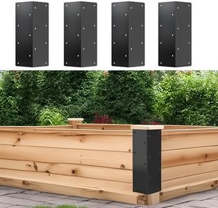 Set of 4 Metal Raised Garden Bed Corner Brackets - Rust Resistant Connectors with Matching Screws - Solid Metal Bed Corners for DIY Gardening