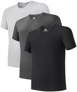 DAVID ARCHY Men's Undershirt Bamboo Rayon Moisture-Wicking T-Shirts Stretch Crewneck Tees for Men, 3-Pack (M, Black/Dark Gray/Light Gray)