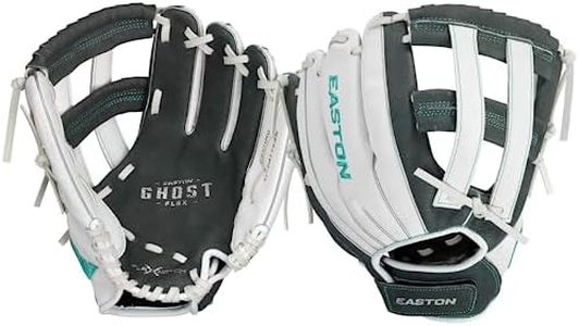 Easton | GHOST FLEX Youth Softball Glove | Left Hand Throw | 11" | Grey/White/Mint