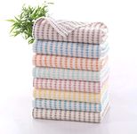 SAMI STUDIOS Kitchen Towels Cotton for Home, Soft & Absorbent Hand Towel for Kitchen Cleaning & Quick Drying of Plates & Glasses, 25 x 35 cm, Picnic Stripe - Mixed Colors Set of 8, multi