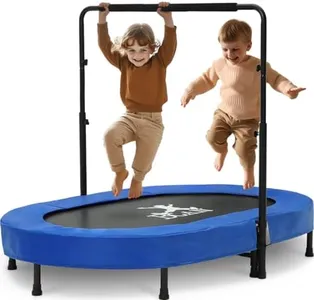 BCAN 56'' Kids Trampoline Indoor, Double Trampoline with Adjustable Handle for Kids,Max Load 250bls Mini Trampoline