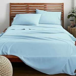 American Home Collection 4 Piece Full Size Bedding Sheets and Pillowcases Set - Ultra Soft Microfiber - Breathable, Wrinkle Free, Easy Care, Durable, Oeko-Tex Certified Sheet Set (Full, Light Blue)