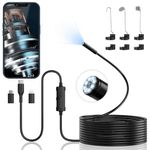 Endoscope Camera with Light, Ennovor 1920P HD, Endoscope Inspection with 8 Adjustable LED Lights, Borescope with Flexible Rigid Snake Camera, IP67 Waterproof and No WiFi Required, for Android iOS