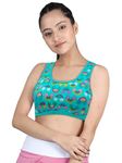 DChica Sports Bra for Girls, Cotton Non-Padded Full Coverage Beginners Non-Wired T-Shirt Gym Workout Bra with Regular Broad Strap, Printed Training Bra for Teenager Kids (Pack of 1)