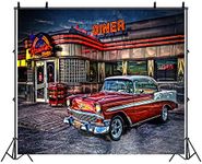 VIDMOT 50's Rock Roll Diner Backdrop 1950s Vintage Car Retro Nostalgia Photography Background 10x10ft Photo Shooting Studio Props Party Decor BJXPVV71