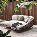 BRISHI Outdoor Patio Round Daybed/Sunbed/Swimming Pool Side/Sun Lounger/Garden/Terrace/Balcony/Braid & Rope Daybed. (Dark Grey/Dark Brown)