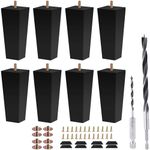 Txcucc Sofa Legs Square Bed Feet 5 inch Wood Replacement Leg for Furniture Set of 8,Black (5”, 8set)