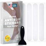 Anti-Slip Shower Stickers - Help Reduce Slipping in Bathtub & Shower, White Non-Slip Bath Strips, Strong Adhesive Bathtub Appliques Suitable for Homes with Kids, Adults & Seniors - 24 Pcs - Homergy