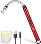 Crasts USB Plasma Rechargeable Electric Gas Lighter for Kitchen, Pooja Room, Candles, BBQ, Cigars, Multi Purpose - 360 Degree Flexible & Windproof (Red)