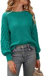 PRETTYGARDEN Women's 2024 Fall Casual Chunky Knit Sweater Long Sleeve Loose Pullover Jumper Tops (Green,Medium)