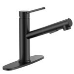 APPASO Low Arc Kitchen Faucets, Single Handle Kitchen Faucet, Kitchen Sink Faucet, Pull Out Kitchen Faucet with Sprayer, 1 or 3 Hole Faucet for Kitchen, Bathroom, RV and Bar (Matte Black)