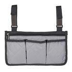 ODOMY Wheelchair Side Bag Armrest Accessories Storage Bag with Pouches Hang on Side with Bright Line Waterproof Organizer for Wheelchair Walker Pouches Walkers Electric Scooters Mobile Chairs (Gray)