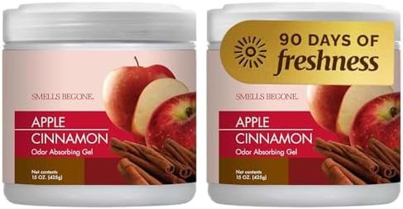 SMELLS BEGONE Air Freshener Odor Absorber Gel - 15 oz, Pack of 2 - Absorbs and Eliminates Odor in Pet Areas, Bathrooms, Cars, & Boats - Made with Essential Oils - Apple Cinnamon Scent
