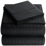 Queen Italian Prestige Collection 1800% Soft Microfibre Deep Pocket 4 Piece Bedding Set Wrinkle Free Stain Resistant Black