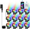 CREPOW RGB Underwater Pond Lights, Super Bright 18 LED Submersible Fountain Lights Color Changing Spotlights, Bluetooth APP Control IP68 Waterproof for Fish Aquarium Tank Garden Yard Pool(Set of 12)