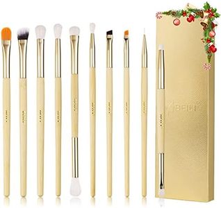 BEILI Pinceaux Maquillages Yeux Professionnel,10PCS Végétalienne Pinceaux de Maquillage Ombre à Paupières Yeux Anti Cerne Sourcil EyeLiner Fond De Teint Blush à Lèvres Pinceaux Poudre Liquide