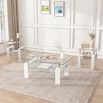 3 Piece Living Room Table Set, Glas