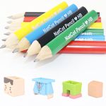 NatCot Triangular Fat Pencil for 2-8 Years Old Kids Use, 3.5-inch 10 Pencil with Pencil Sharpener and Eraser Boy-A Style