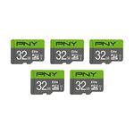 PNY 32GB Elite Class 10 U1 microSDHC Flash Memory Card - 100MB/s, Class 10, U1, Full HD, UHS-I, Micro SD, 5 Count (Pack of 1)